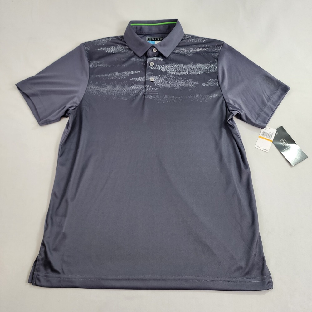 PGA TOUR Golf Polo Shirt Adult Small S Grey PVKFC017DS Wick Sun Protect $68 Mens